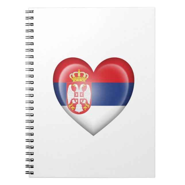 Serbian Heart Flag on White Notebook (Front)