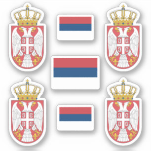 Serbian lesser coat of arms and flag Sticker