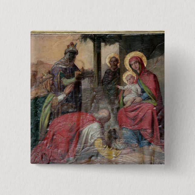 Serbian Orthodox icongraphy at Valjevo Church. - 15 Cm Square Badge (Front)