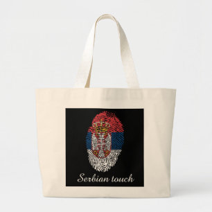 Serbian touch fingerprint flag large tote bag