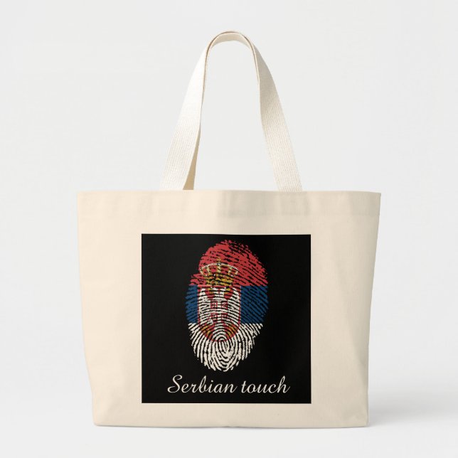 Serbian touch fingerprint flag large tote bag (Front)