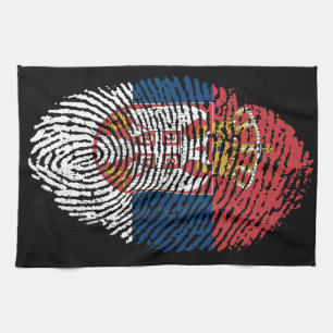 Serbian touch fingerprint flag tea towel