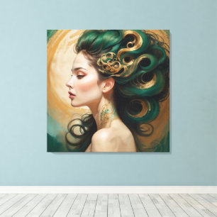 “Serelith” - Curls of Celestial Jade Canvas Print