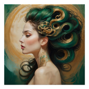 “Serelith” - Curls of Celestial Jade   Poster