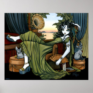 Serena Eclectic Sunset Cat Fairy Poster