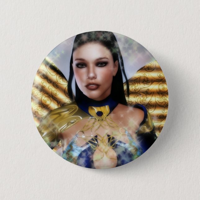Serena the Dark Haired Fairy 6 Cm Round Badge (Front)