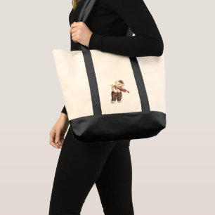 Serenade in Nature: Smiling Bichon Playing Violin Tote Bag