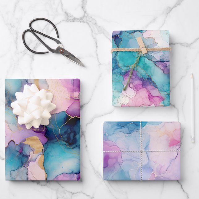 Serendipity Crystal Blue  Wrapping Paper Sheet (Front)