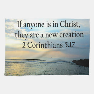 SERENE 3 CORINTHIANS 5:17 OCEAN SCENE PHOTO TEA TOWEL