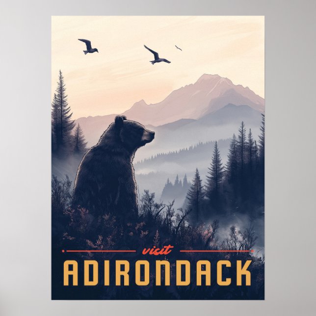 Serene Adirondack Bear: A Vintage Poster (Front)