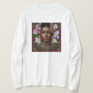 Serene African-American Woman with Flowers T-Shirt