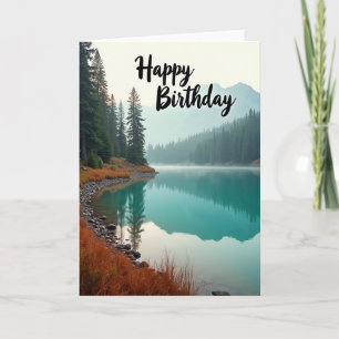 Serene Alpine Lake Birthday Card