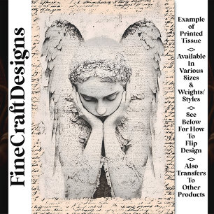Serene Angel + Vintage Script Gothic AF7 Decoupage Tissue Paper