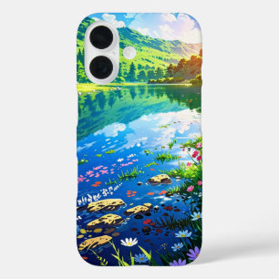 Serene Anime Summer Lake iPhone 16 Case