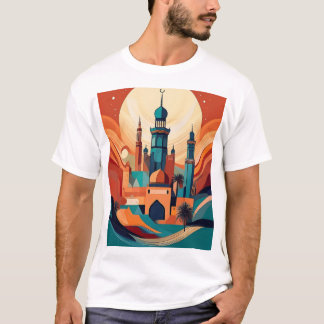 Serene Arabian Mosque: Cultural Art Print T-Shirt