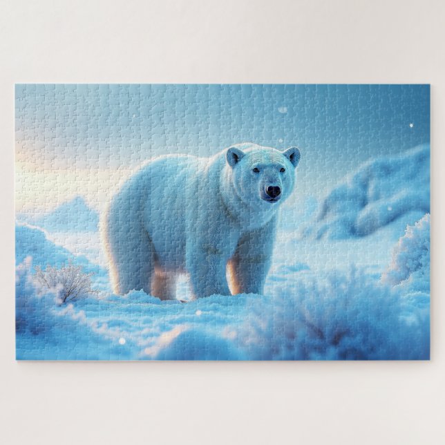 Serene Arctic Sunset with Polar Bear – Nature Jigsaw Puzzle (Horizontal)