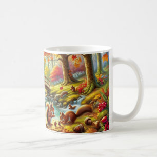 Serene Autumn Forest Scene Painting Coffee Mug