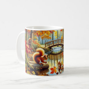 Serene Autumn Forest Scene Painting Coffee Mug
