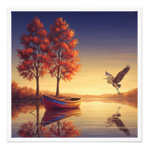 Serene Autumn Lake Wall Art – Nature Inspired 
