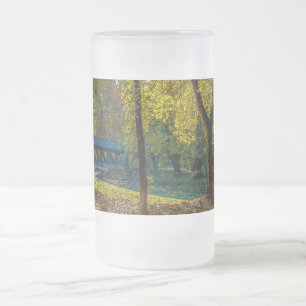 Serene Autumn Walk Painterly Frosted Glass Beer Mu Mug