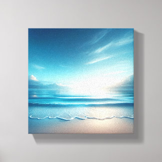 Serene Azure Ocean with Soft Morning Sun  Canvas Print