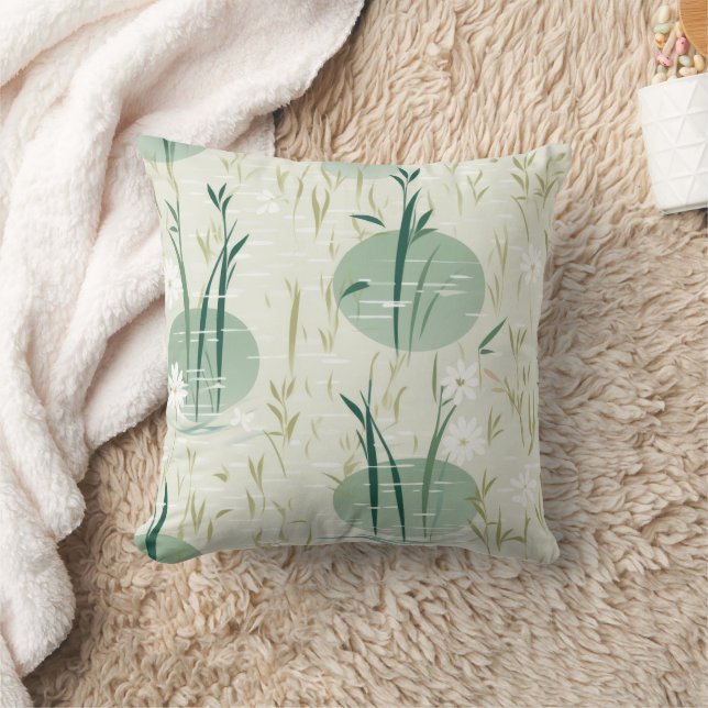 Serene Bamboo Blossom Asian  (10) Cushion (Blanket)