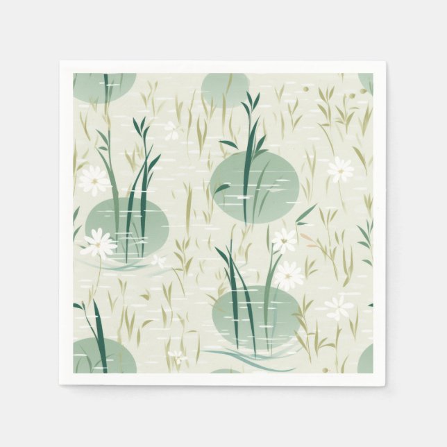 Serene Bamboo Blossom Asian  (10) Napkin (Front)