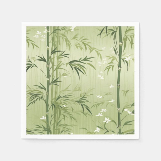 Serene Bamboo Blossom Asian  (1) Napkin (Front)