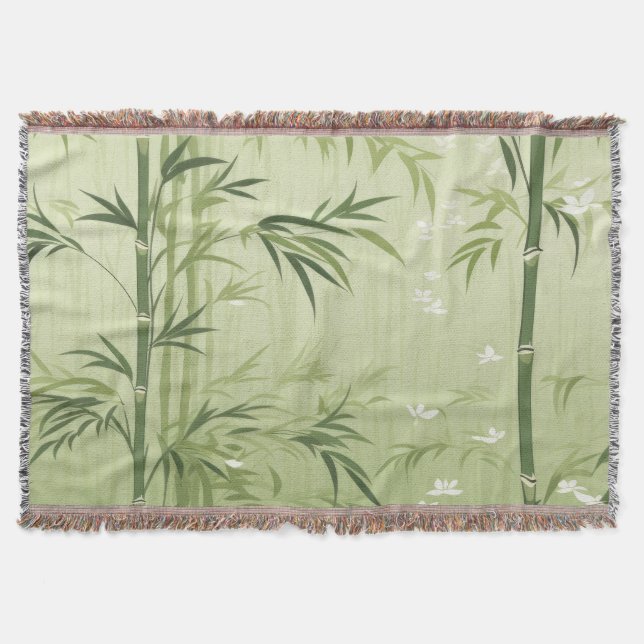 Serene Bamboo Blossom Asian  (1) Throw Blanket (Front)
