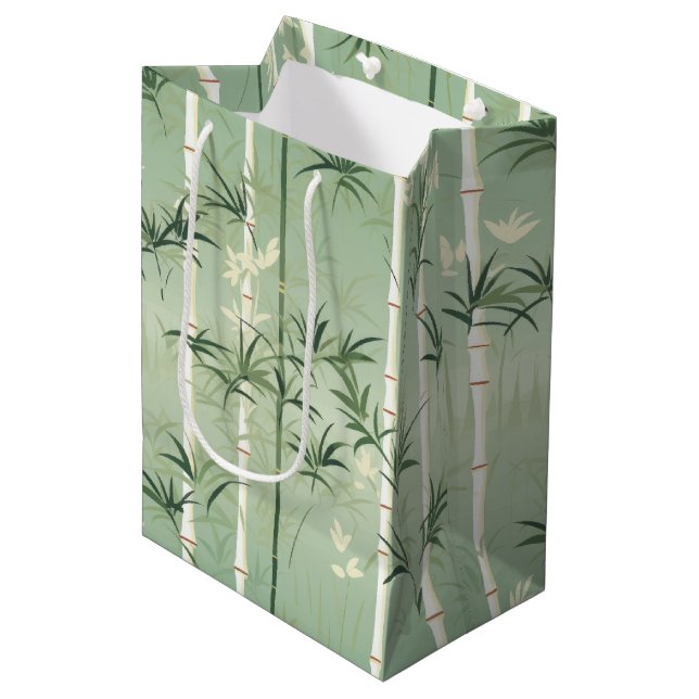 Serene Bamboo Blossom Asian  (2) Medium Gift Bag (Front Angled)