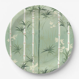 Serene Bamboo Blossom Asian  (2) Paper Plate
