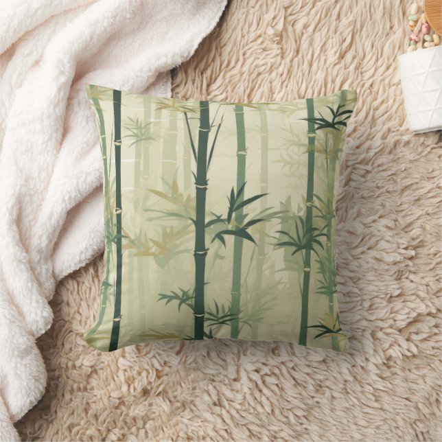 Serene Bamboo Blossom Asian  (3) Cushion (Blanket)