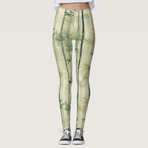 Serene Bamboo Blossom Asian  (3) Leggings