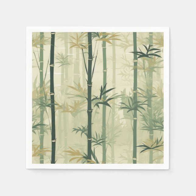 Serene Bamboo Blossom Asian  (3) Napkin (Front)