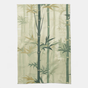Serene Bamboo Blossom Asian (3) Tea Towel