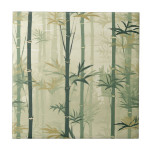 Serene Bamboo Blossom Asian  (3) Tile