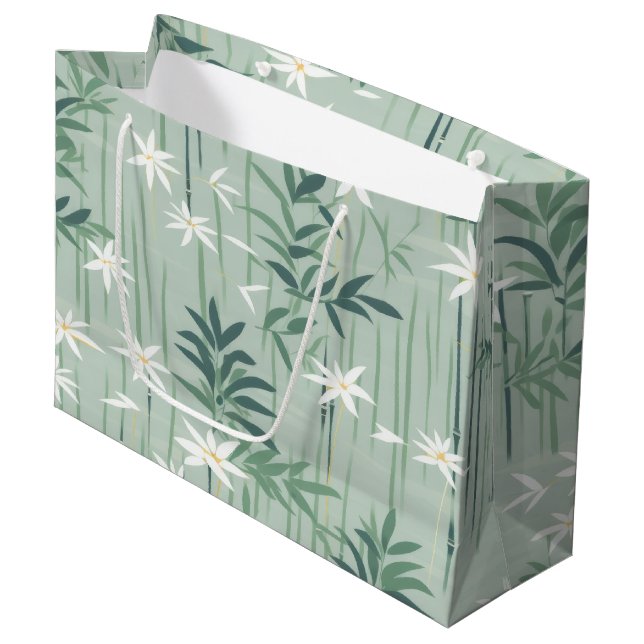 Serene Bamboo Blossom Asian  (4) Large Gift Bag (Front Angled)