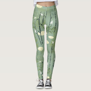 Serene Bamboo Blossom Asian  (5) Leggings