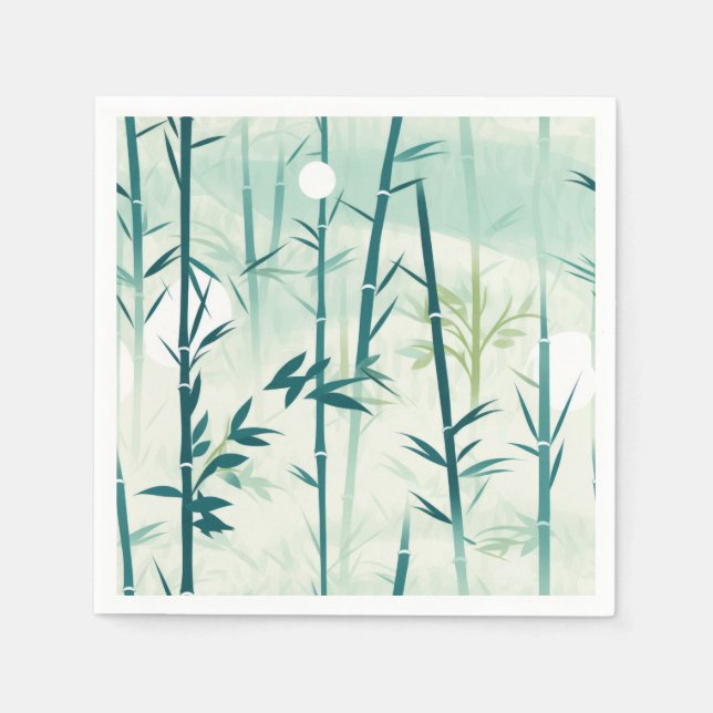 Serene Bamboo Blossom Asian  (5) Napkin (Front)