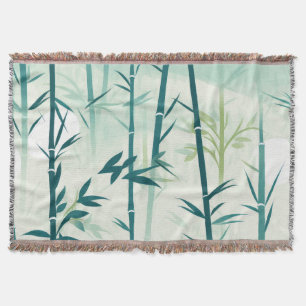 Serene Bamboo Blossom Asian (5) Throw Blanket