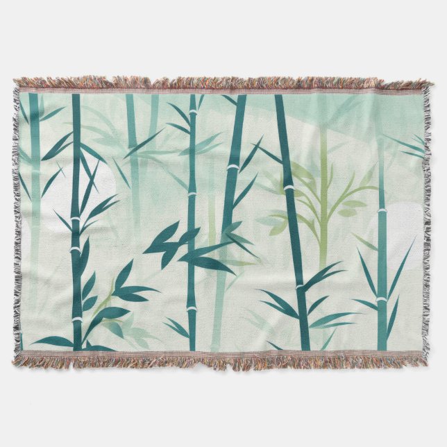 Serene Bamboo Blossom Asian  (5) Throw Blanket (Front)