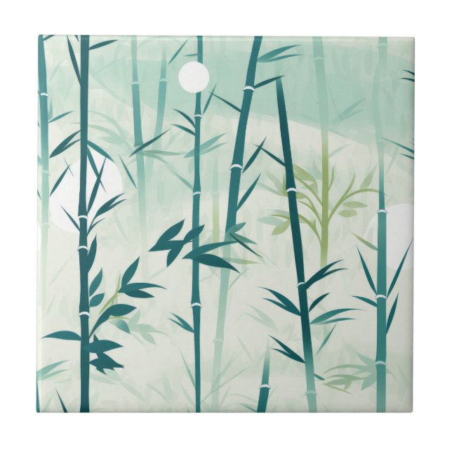 Serene Bamboo Blossom Asian  (5) Tile (Front)