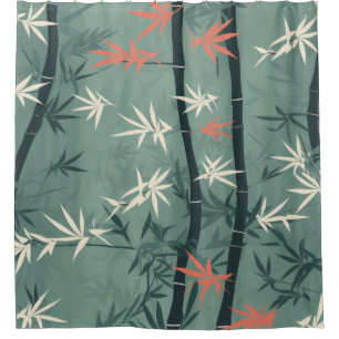 Serene Bamboo Blossom Asian (7) Shower Curtain