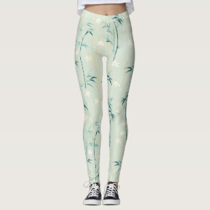 Serene Bamboo Blossom Asian  (8) Leggings