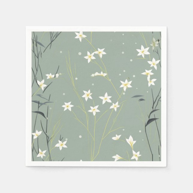 Serene Bamboo Blossom Asian  (8) Napkin (Front)