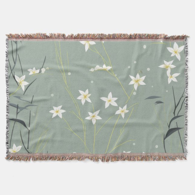 Serene Bamboo Blossom Asian  (8) Throw Blanket (Front)