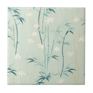 Serene Bamboo Blossom Asian  (9) Tile