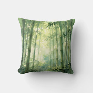 Serene Bamboo Forest Mist Glow Cushion
