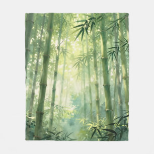 Serene Bamboo Forest Mist Glow Fleece Blanket