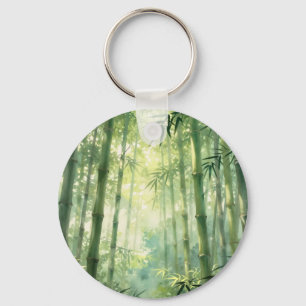 Serene Bamboo Forest Mist Glow Key Ring
